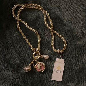 Kendra Scott Gold and Pink Braided Necklace